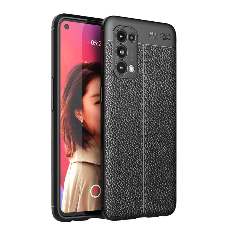 Funda de piel Oppo Find X3 Lite efecto lichi doble línea