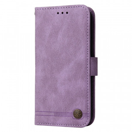 Para OnePlus Nord 2 5G PU Funda para teléfono con línea en relieve con  textura de cuero genuino (púrpura)