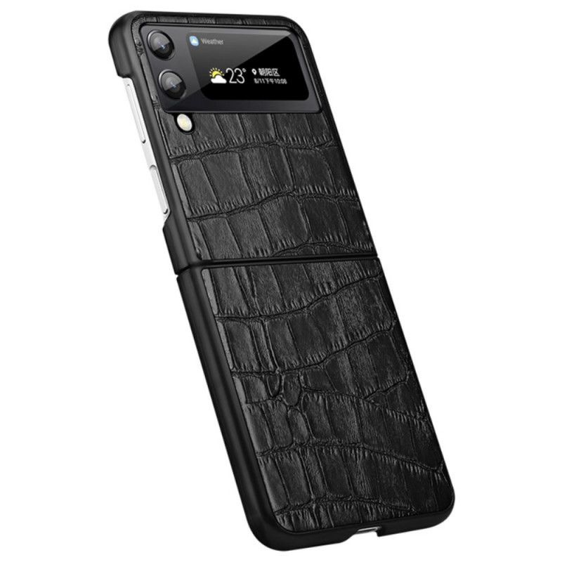 Funda Samsung Galaxy Z Flip 3 5G de piel genuina con textura de cocodrilo