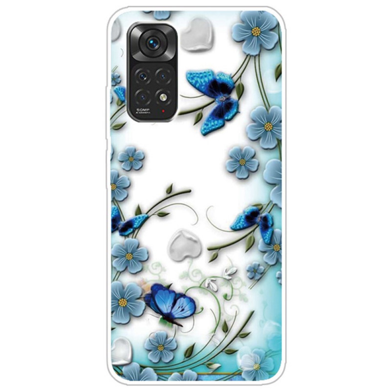 Funda Xiaomi Redmi Note 11 / 11s Transparente Mariposas y Flores Retro