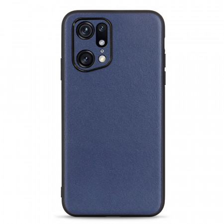Para OPPO Find X5 Pro Funda de teléfono de cuero genuino Luolai Series Nano  Plating (Azul