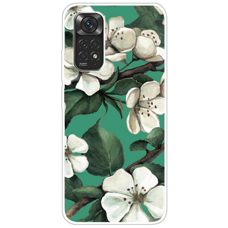 Funda Xiaomi Redmi Note 11 / 11s Pintada Flores Blancas