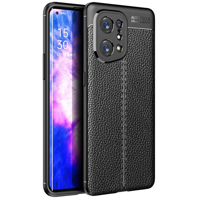 Funda de piel Oppo Find X5 efecto lichi doble línea