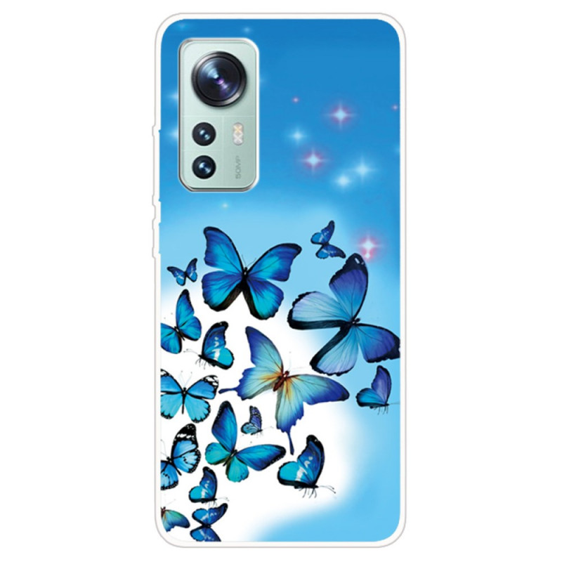 Xiaomi 12 / 12X / 12S Funda Silicona Mariposas Azul