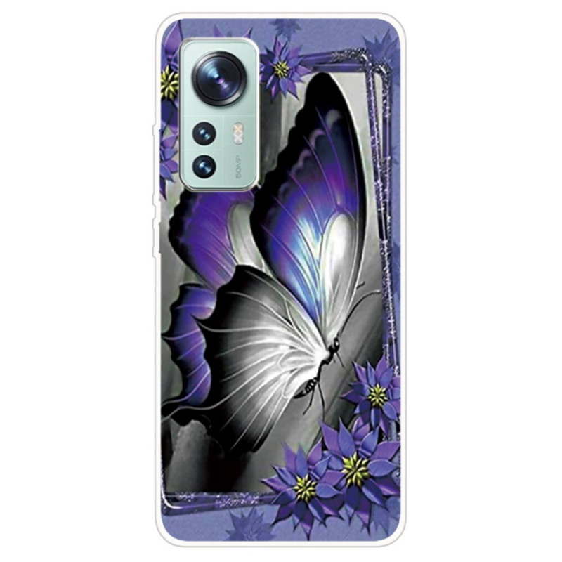 Xiaomi 12 / 12X / 12S Funda de silicona Butterfly Purple