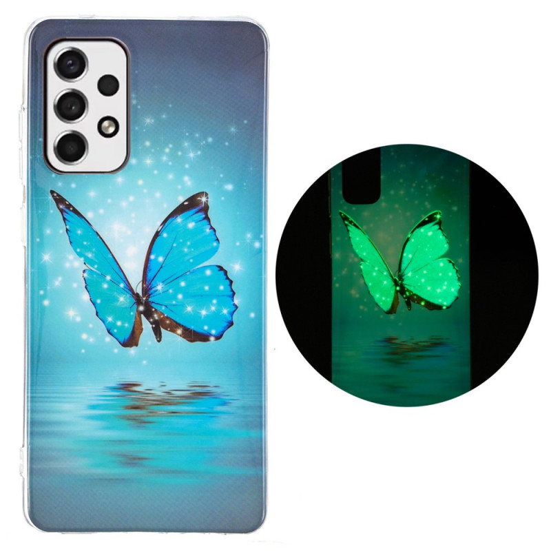 Funda Samsung Galaxy A53 5G Mariposa Azul Fluorescente