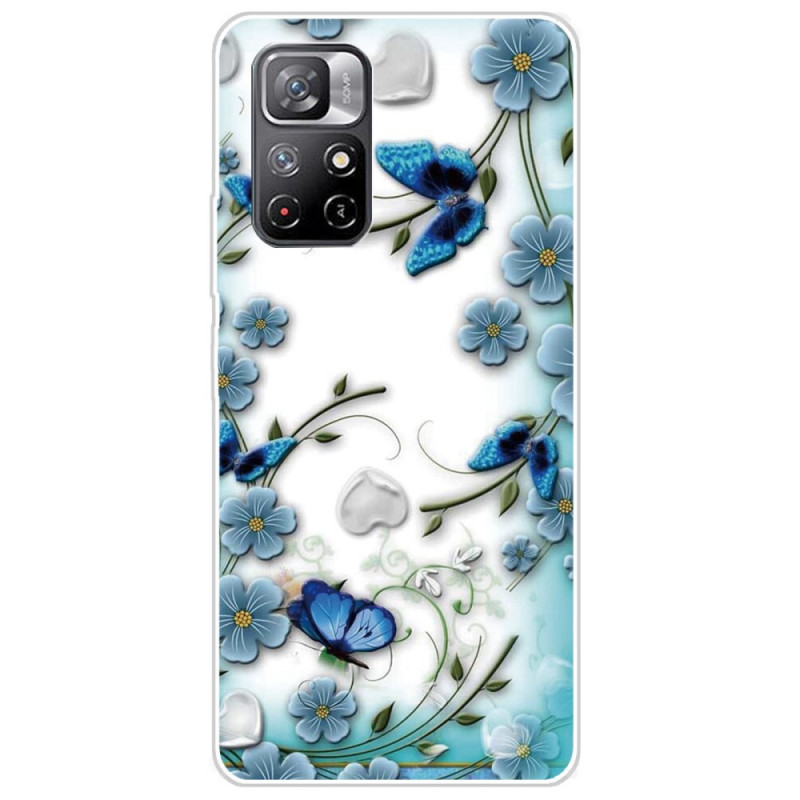 Funda Xiaomi Redmi Note 11 Pro Plus 5G Azul Flores y Mariposas
