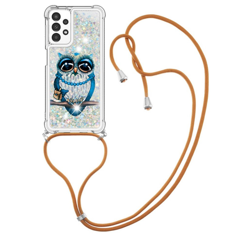 Funda Samsung Galaxy A13 de cuerda con purpurina Miss Owl