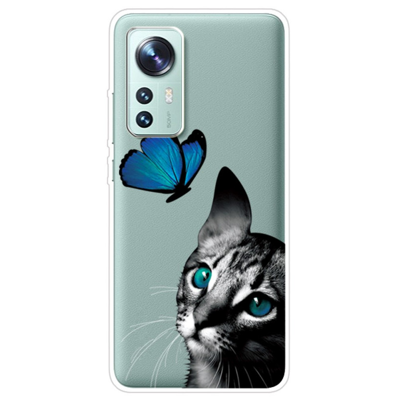 Funda de silicona Xiaomi 12 Pro Gato y Mariposa