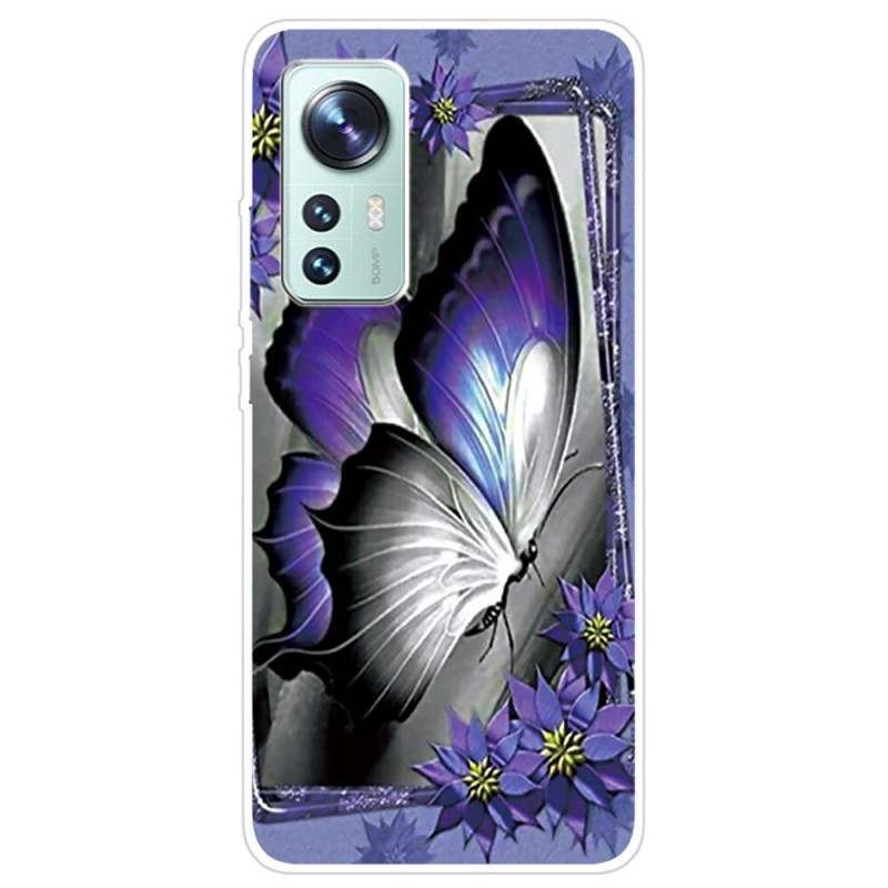 Funda de silicona Xiaomi 12 Pro Butterfly Purple