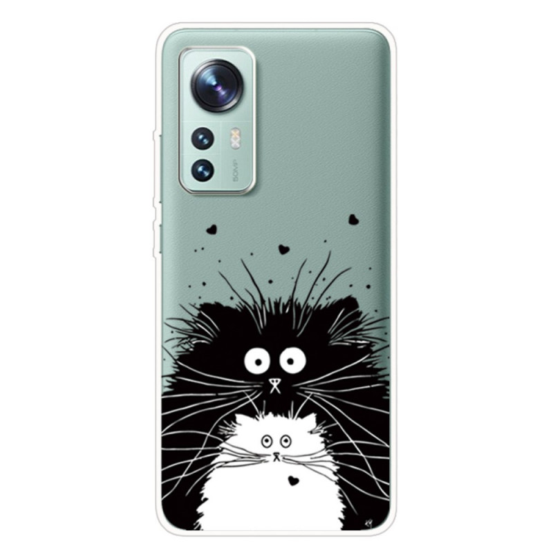 Funda Xiaomi 12 Pro Silicone Cats Black and White