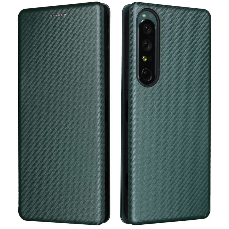 Flip Cover Sony Xperia 1 IV Textura Fibra de Carbono