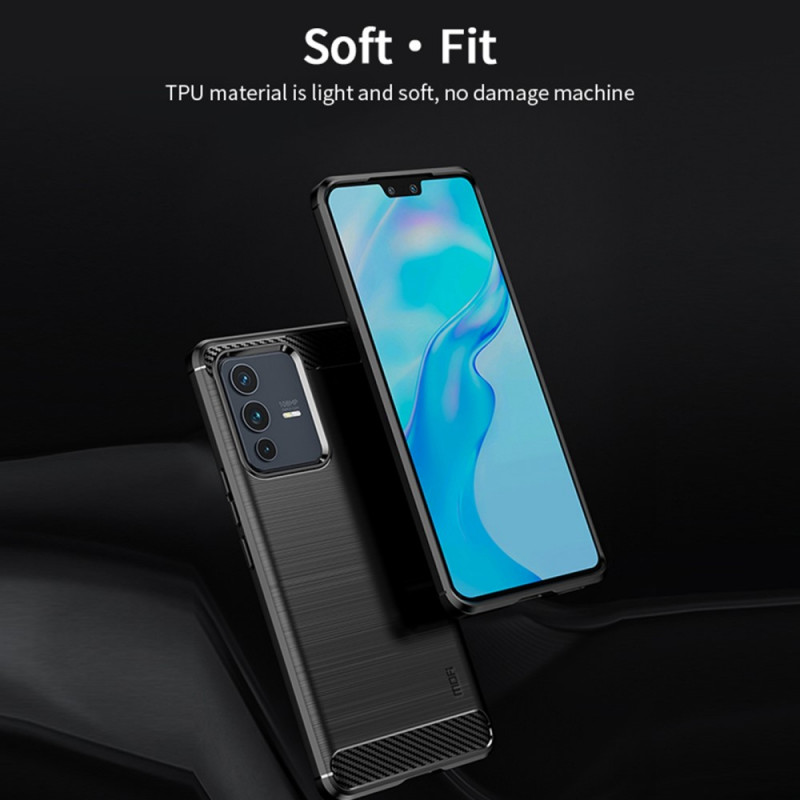 Para Xiaomi Redmi 13C Funda de teléfono TPU de fibra de carbono con textura  cepillada (azul)