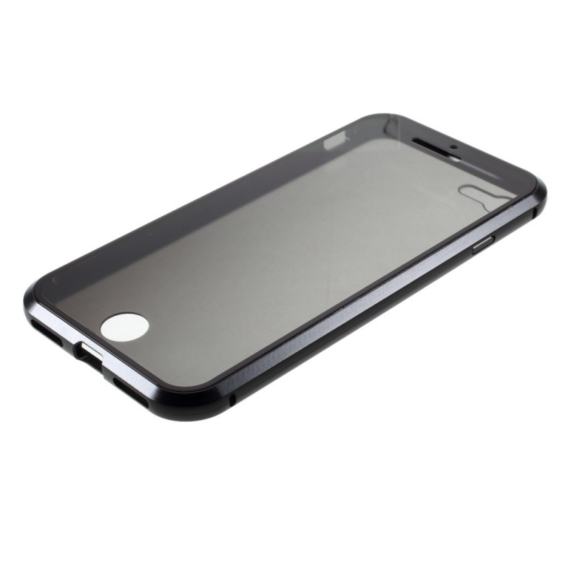 Funda de metal y cristal templado frontal y trasero para iPhone SE