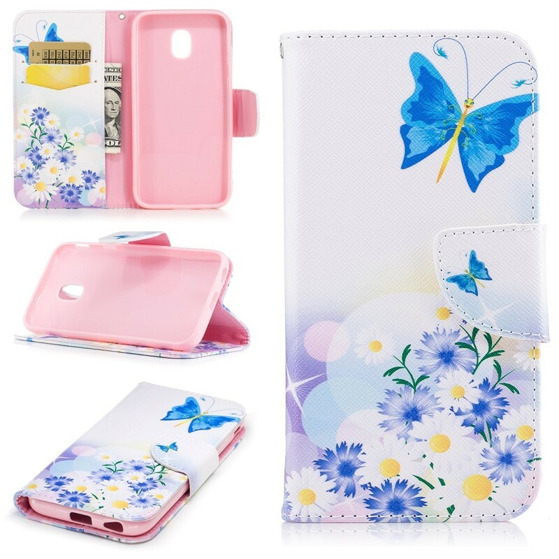 Funda Samsung Galaxy J7 2017 Pintada Mariposas y Flores