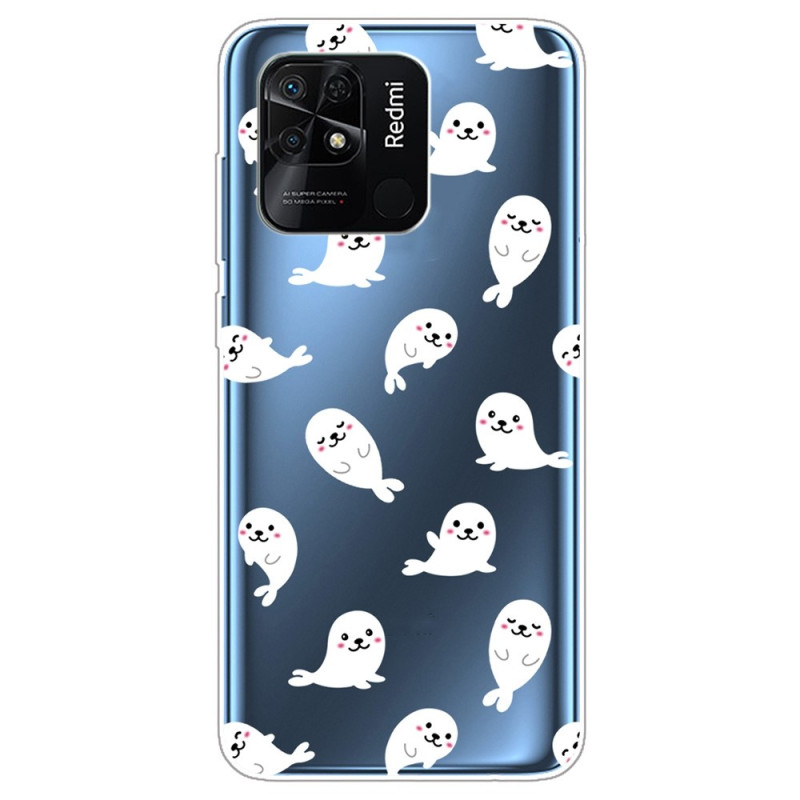 Funda transparente de leones marinos para el Xiaomi Redmi 10C