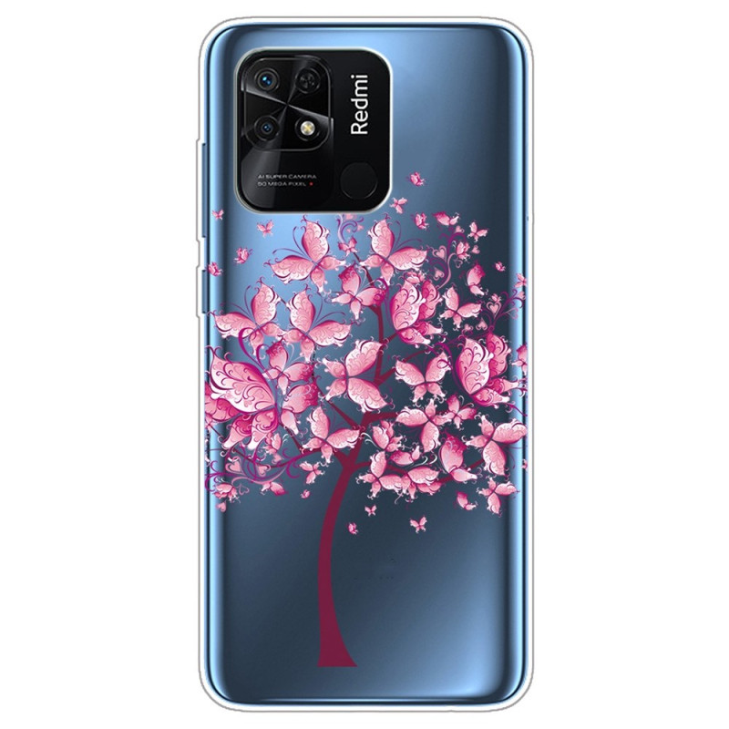 Funda Xiaomi Redmi 10C de árbol transparente rosa