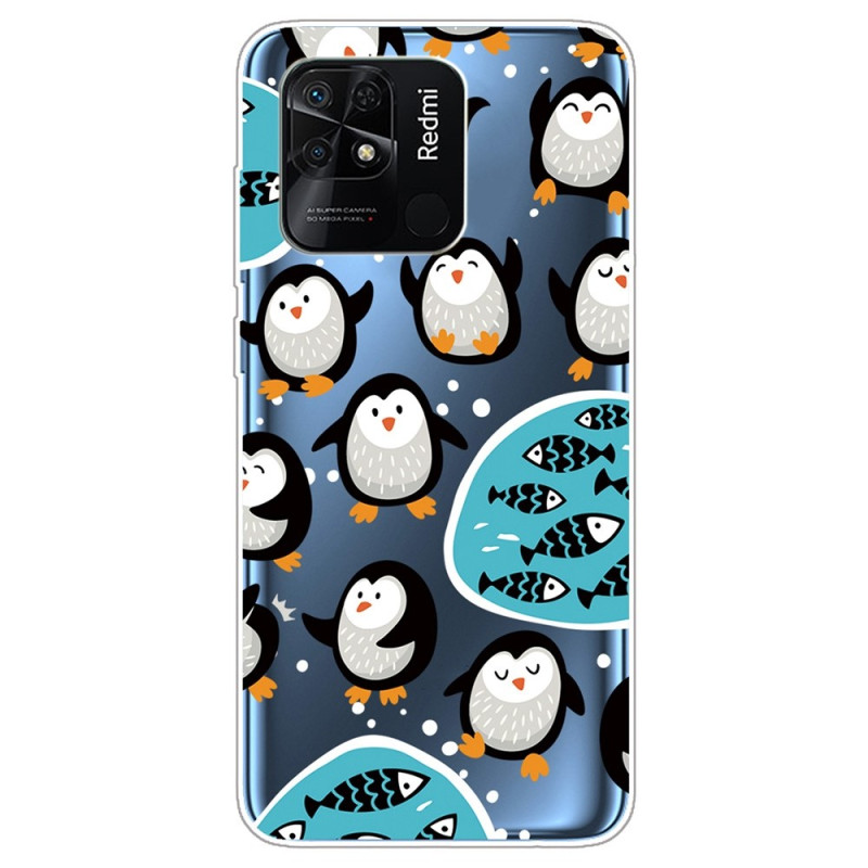 Funda transparente de pingüinos para el Xiaomi Redmi 10C