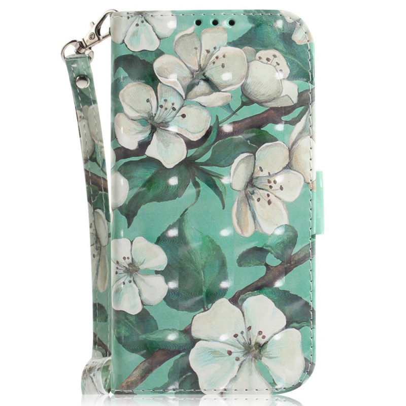 Funda Xiaomi Redmi 10C con colgante de flor blanca