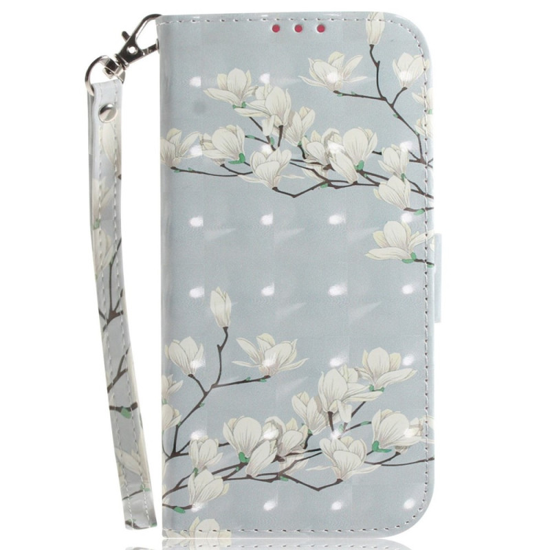 Funda Xiaomi Redmi 10C con colgante de flor blanca