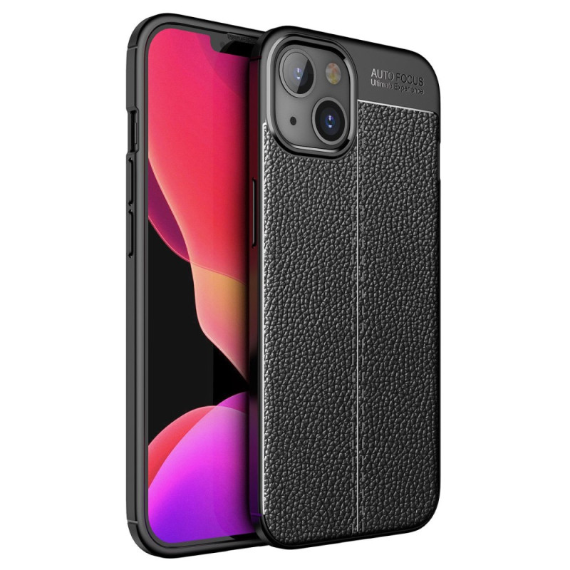 Funda iPhone 14 efecto piel Litchi Doble Línea