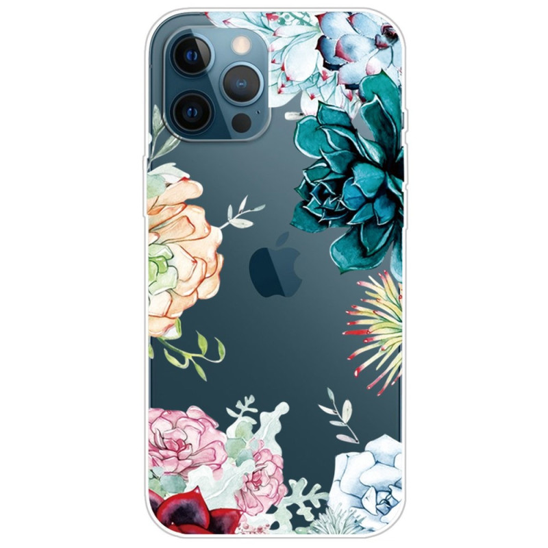 Funda de flor de acuarela transparente para el iPhone 14 Pro