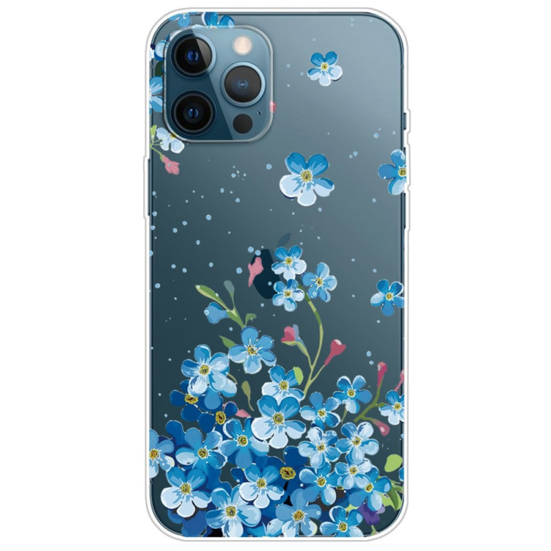 Funda transparente para el iPhone 14 Pro Flores azules