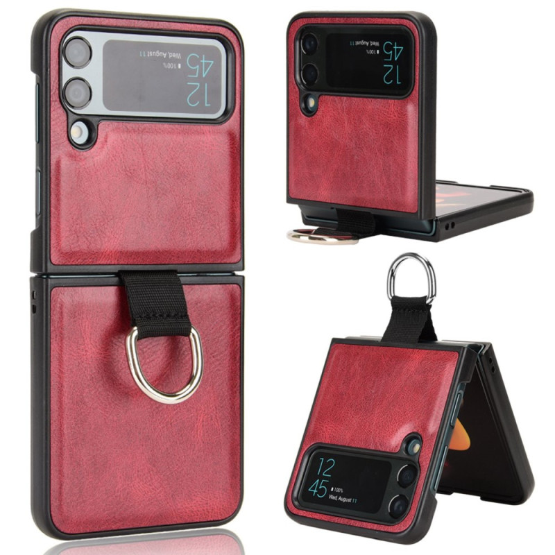 Funda de cuero Samsung Galaxy Z Flip 4 con anillo