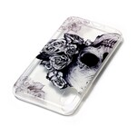 Funda transparente de calavera y huesos cruzados para el iPhone X