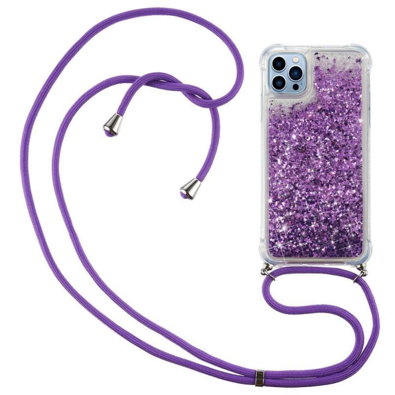 Funda de cordón con purpurina para el iPhone 14 Pro