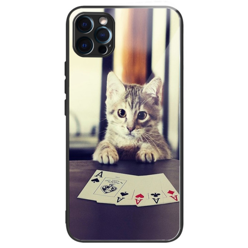 Funda iPhone 14 Pro Max Cristal Templado Poker Cat