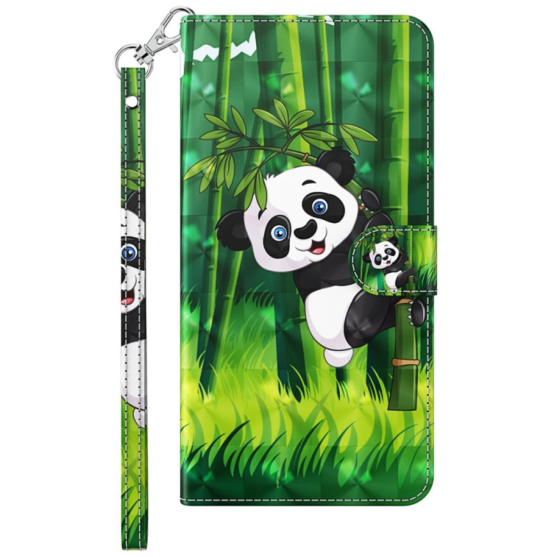 Funda de bambú y panda para Samsung Galaxy M13 con colgante