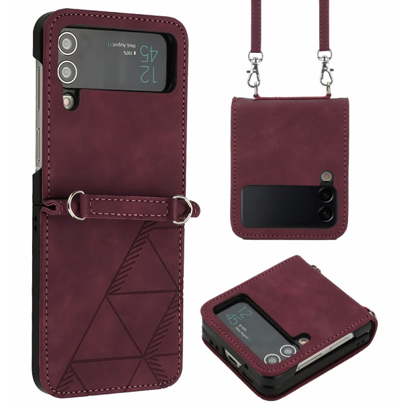 Funda de triángulos Samsung Galaxy Z Flip 4 con colgante para el hombro