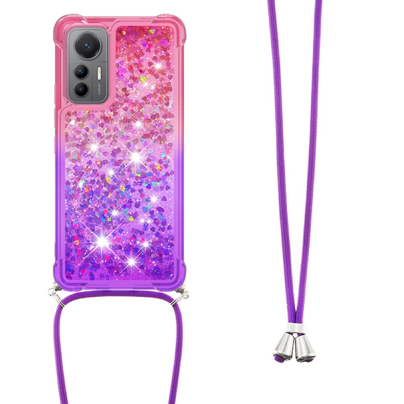 Funda Xiaomi 12 Lite de silicona con cordón de purpurina
