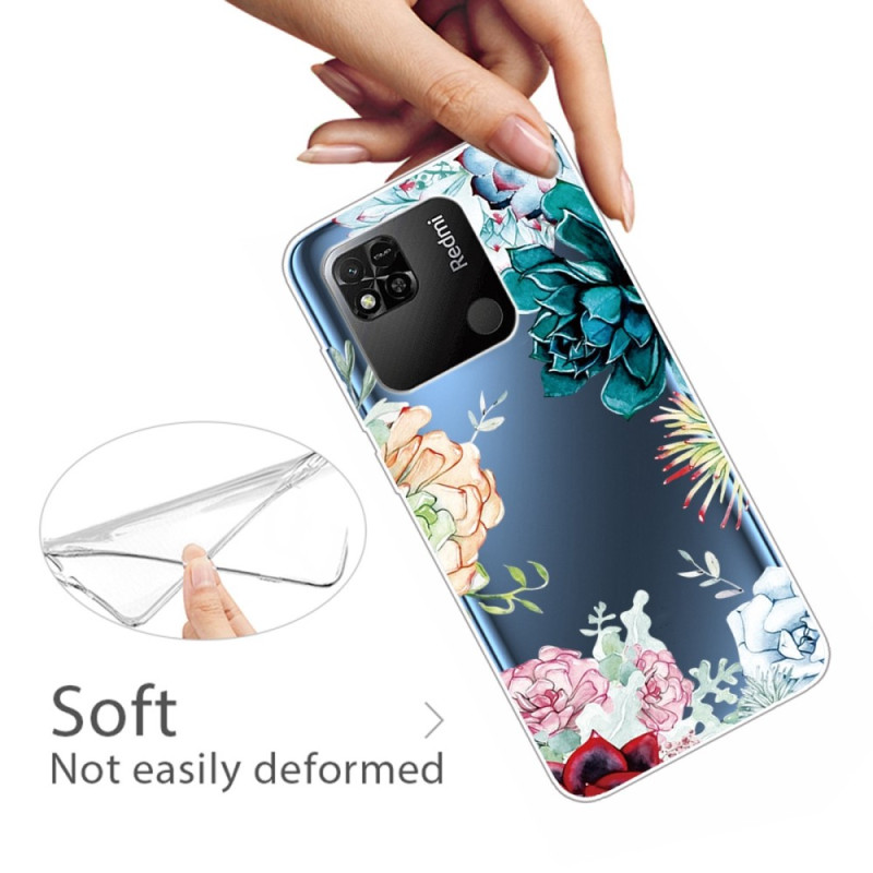 Funda Xiaomi Redmi 10A Flor Acuarela Transparente - Dealy