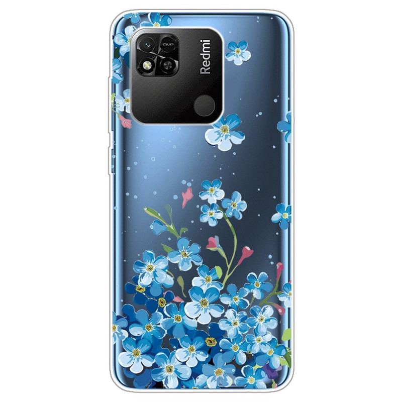 Funda Xiaomi Redmi 10A Transparente Flores Azules