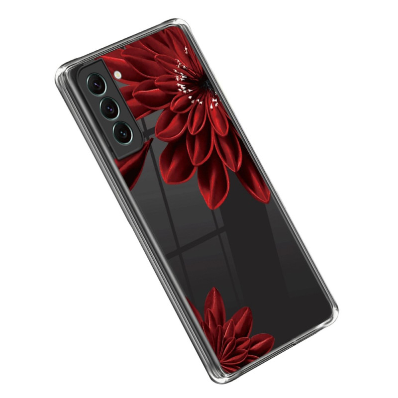 Funda Samsung Galaxy S23 5G Flor Transparente Rojo