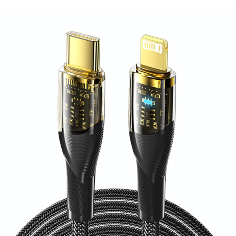 Cable USB-C y Lightning transparente