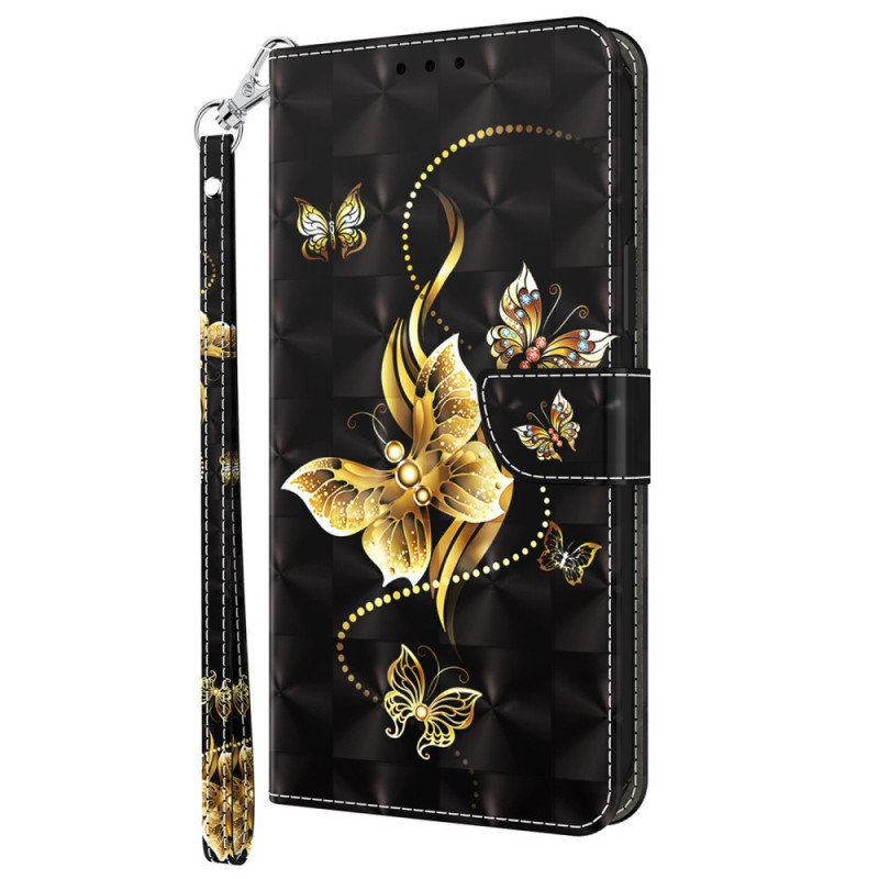 Funda con colgante de mariposa dorada para Sony Xperia 5 IV