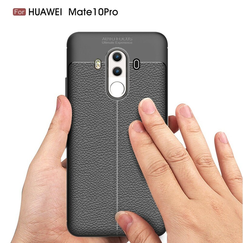 Funda de piel Huawei Mate 10 Pro efecto lichi doble línea