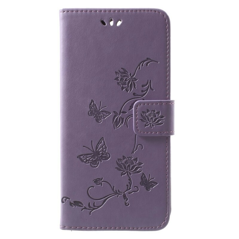 Funda Huawei Mate 10 Lite Mariposas y flores con colgante