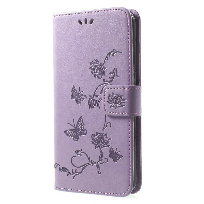 Funda Huawei Mate 10 Lite Mariposas y flores con colgante