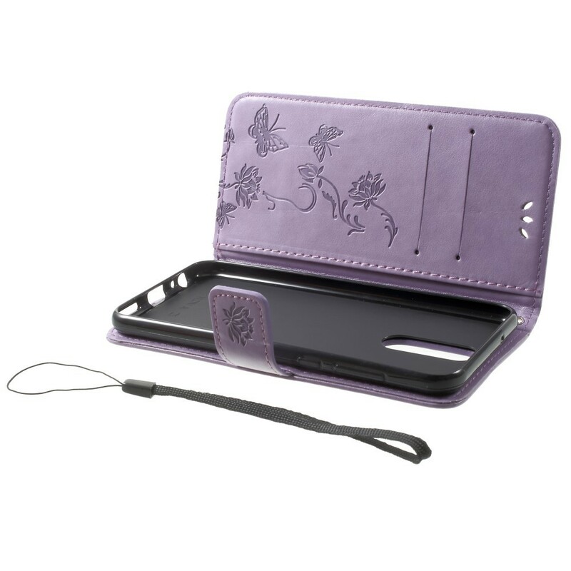 Funda Huawei Mate 10 Lite Mariposas y flores con colgante