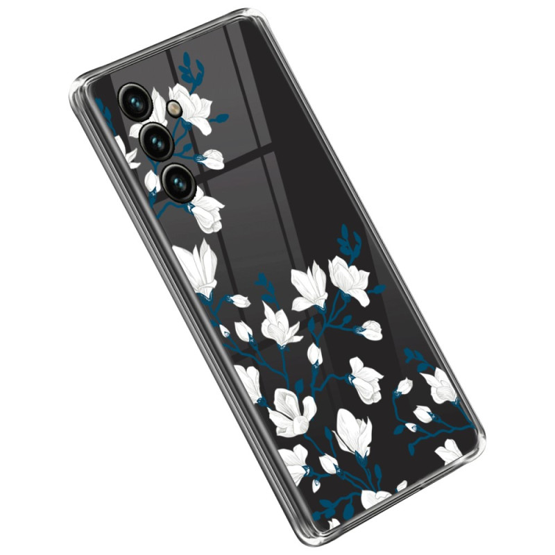 Funda Samsung Galaxy A14 5G / A14 Transparente Flores Blancas