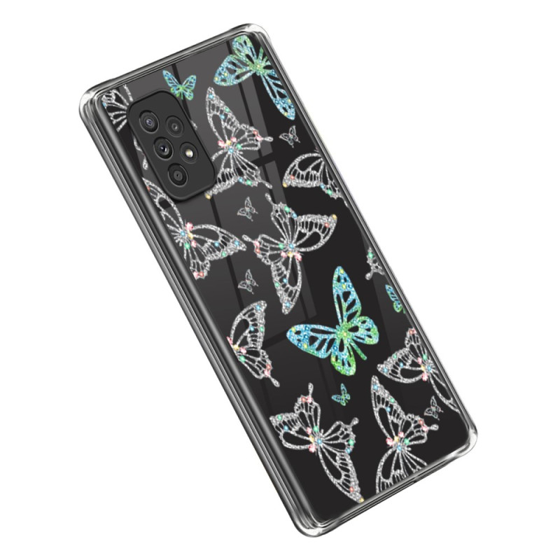 Funda Samsung Galaxy A53 5G transparente con mariposas de colores