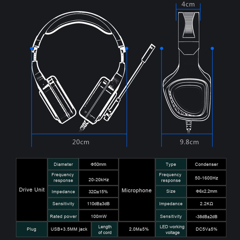OVLENG GT98 Auriculares E-Sports con micrófono