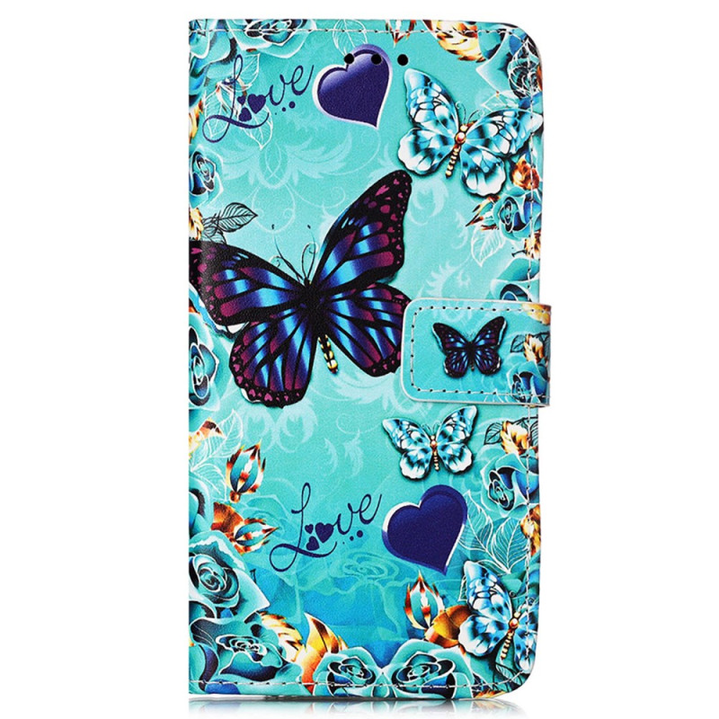 Funda con colgante Samsung Galaxy A54 5G con mariposas de colores