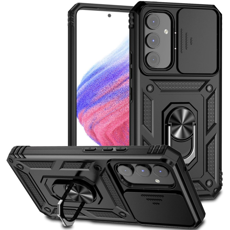 Funda resistente para Samsung Galaxy A54 5G: soporte giratorio, cubierta de  cámara, protector de pantalla, resistente a los arañazos, color negro