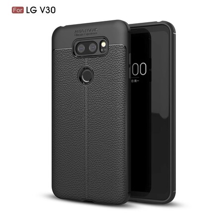 Funda de cuero LG V30 efecto lichi doble línea