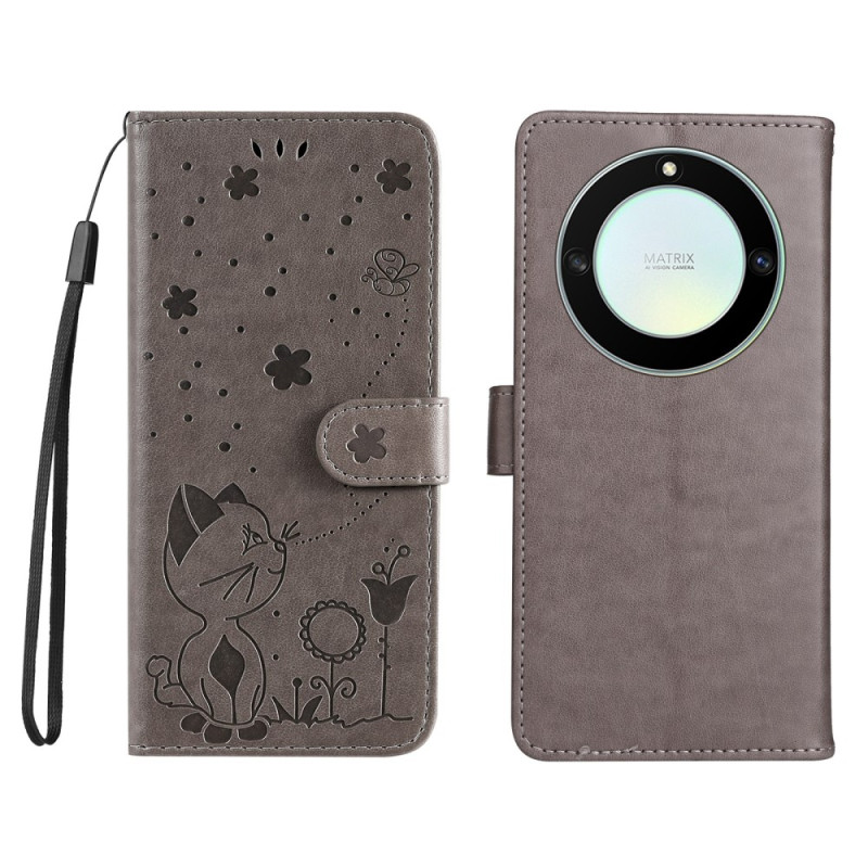 Funda de cordón para Honor Magic 5 Lite Cat and Bee